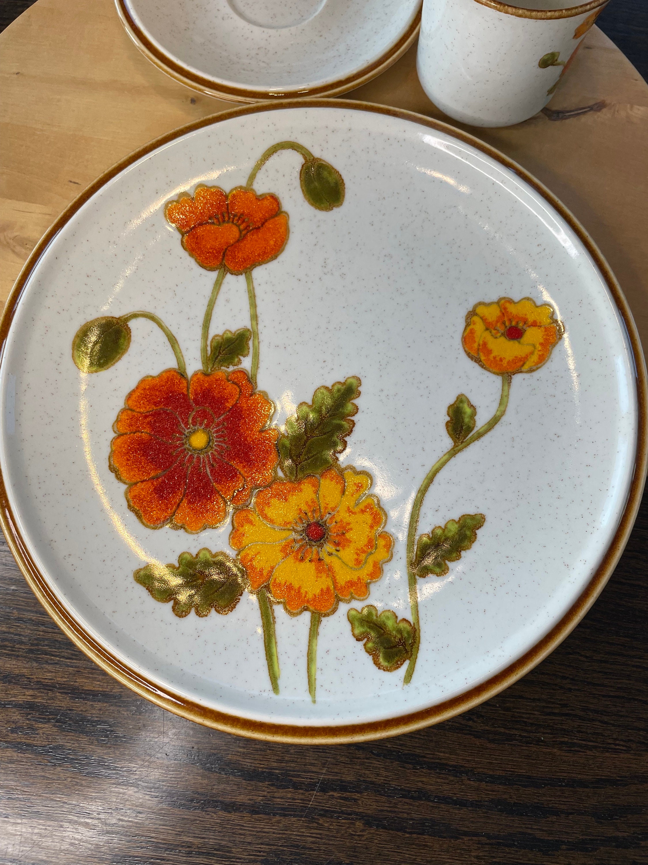 Vintage Mikasa California Poppies Place Setting: Floral Plate, Cup