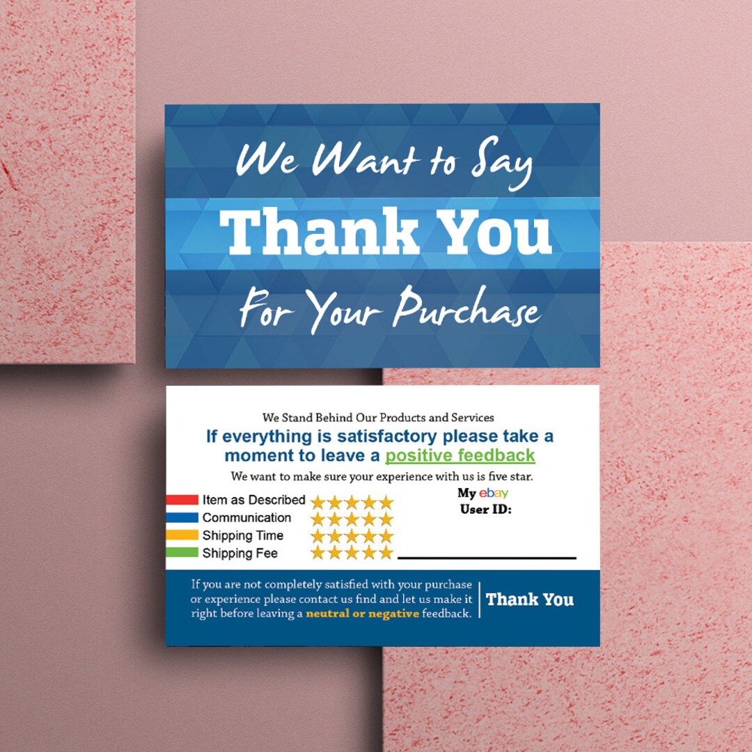 Ebay Thank You Cards Full Color 2 Side Printing Glossy Thick Etsy