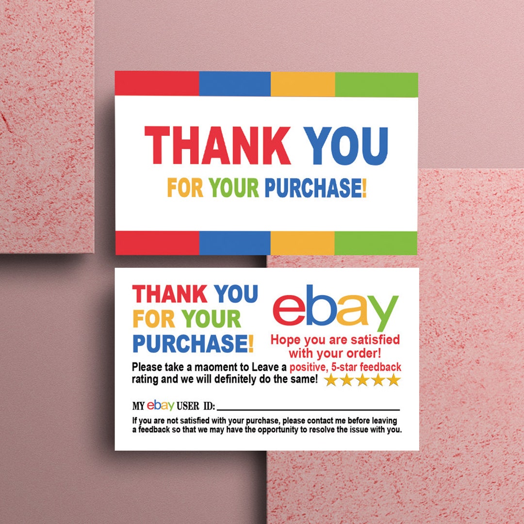 Ebay Thank You Cards Full Color 2 Side Printing Glossy Thick Etsy