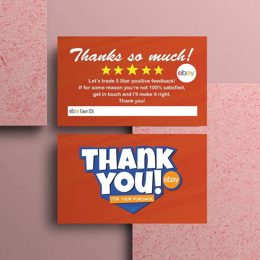 Ebay Thank You Cards Full Color 2 Side Printing Glossy Thick Etsy