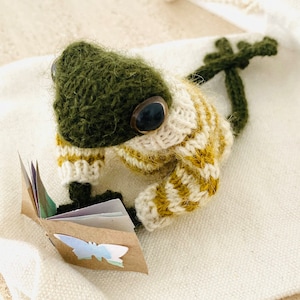 Cutest little knitted frog w/sweater