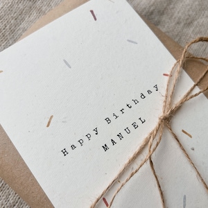Geburtstagskarte Happy Birthday Personalisierbar Minimalistisch Konfetti Mit Namen Umschlag A6