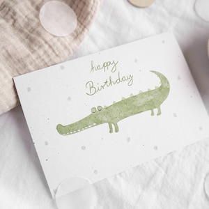 Geburtstagskarte Happy Birthday Krokodil Klappkarte Umschlag A6