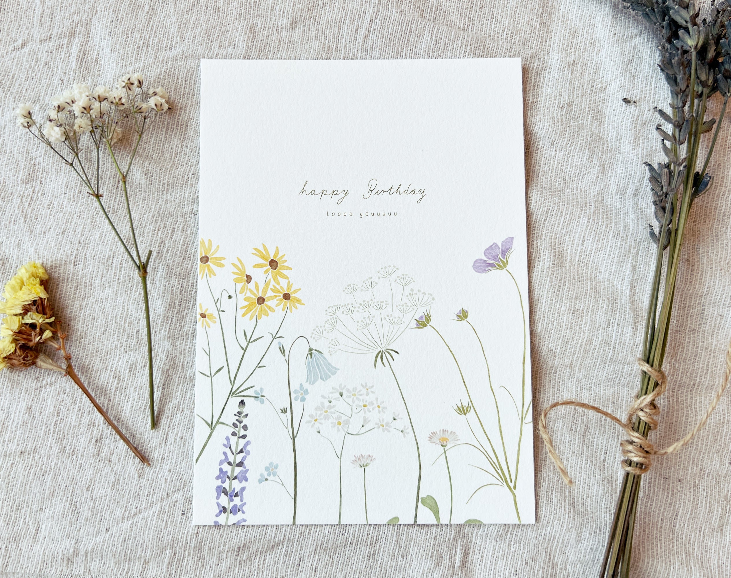 Geburtstagskarte Happy Birthday Blumenwiese Frühling Umschlag Etsy.de