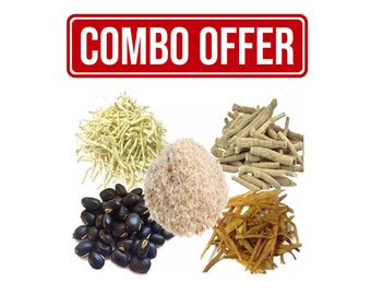 Safed Musli, Shatavari, Kaunch Beej, Isabgol, Ashwagandha  Root 500 Gm Combo Pack 100 Gm Each Herb