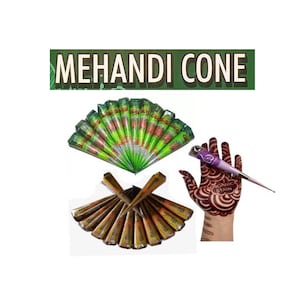 Henna Herbal Cones Instant Temporary Tattoo Body Art Design Kit Mehandi Ink Paste, Mehandi Cone Body Art Kit Bridal Makeup Party Tattoos