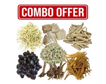 Safed Musli, Shatavari, Kaunch Beej, Akarkara, Gokhru, Vidharikand, Ashwagandha  350 Gm Combo Pack 50 Gm Each Herb