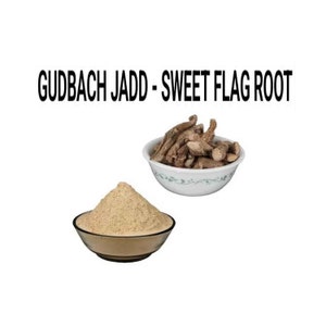 May include: A bowl of dried sweet flag root, also known as gudbach jadd, and a bowl of sweet flag root powder.