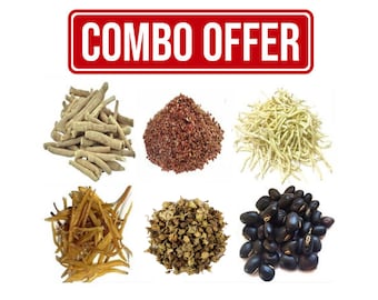 Ashwagandha, Shatavari, Safed Musli, Kaunch Beej, Talmakhana, Gokhru Whole Sabut Root Seed herb 300 Gm Combo Pack 50 Gm Each