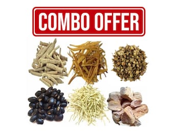 Safed Musli, Shatavari, Kaunch Beej, Gokhru, Vidharikand, Ashwagandha  Root 300 Gm Combo Pack 50 Gm Each Herb