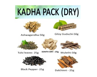 Kadha Pack DRY (250 g) Giloy, Ashwagandha, Tulsi, Mulethi, Kali MIrch, Dalchini, Saunth (gember) droog