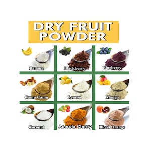 Dried Fruit Powders, Fruit Powders for Healthy Smoothies and Baking Cooking shakes Food Flavouring, Juice, Tea, Yoghurt Flavourings
