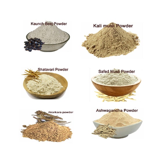 Kit 6 Poudres Ayurvédiques - Safed Musli, Ashwagandha, Shatavari... (50g Chaque) - 100% Naturel - Valide 2027