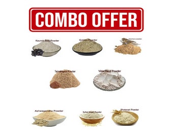 Akarkara, Gokhru, Vidharikand, Safed Musli, Shatavari, Kaunch Beej, Black Musli, Ashwagandha Powder 400 Gm Combo Pack 50 Gm Each Herb