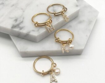 Diamond Letter Ring, Gold Initial Ring