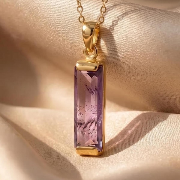 Amethyst Gold Plated Necklace, Healing Crystal Necklace, Handmade Charms Jewelry, February Birthstone, Bridal Jewelry, Birthday Gift for Her
