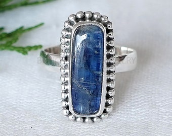 Blu Kyanite Ring, Natural Crystal Kyanite Ring, Blue Gemstone Jewelry, Healing Crystal Ring, Handmade Ring, Gemstone Ring, Gift For Women