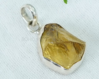 Raw Citrine Pendant, Raw Crystal Pendant, November Birthstone, Handmade Jewelry, November Birthstone, Quartz Pendant, Birthday Gift For Her