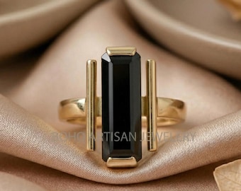 Schwarzer Turmalin-Ring, 14k vergoldeter Ring, schwarzer Edelstein-Ring, handgemachter Schmuck, Schutzkristallring, Geschenk für Frauen