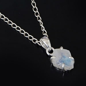 Roher Mondstein Kristall Anhänger: Sterling Silber Boho Schmuck