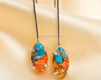 Handmade Turquoise Earrings, Oyster Copper Turquoise, 925 Sterling Silver Earrings, Dangle Earrings, Bridal Jewelry, Gift For Her