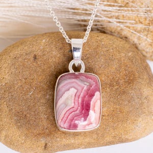 Rhodochrosite Necklace, 925 Sterling Pendant, Handmade Silver Jewelry, Pink Gemstone Pendant, Gift For Her, Christmas Gift, Valentines Gift