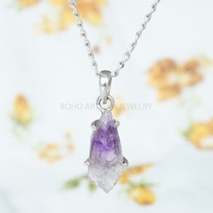 Raw Amethyst Crystal Pendant: Handmade Sterling Silver Necklace