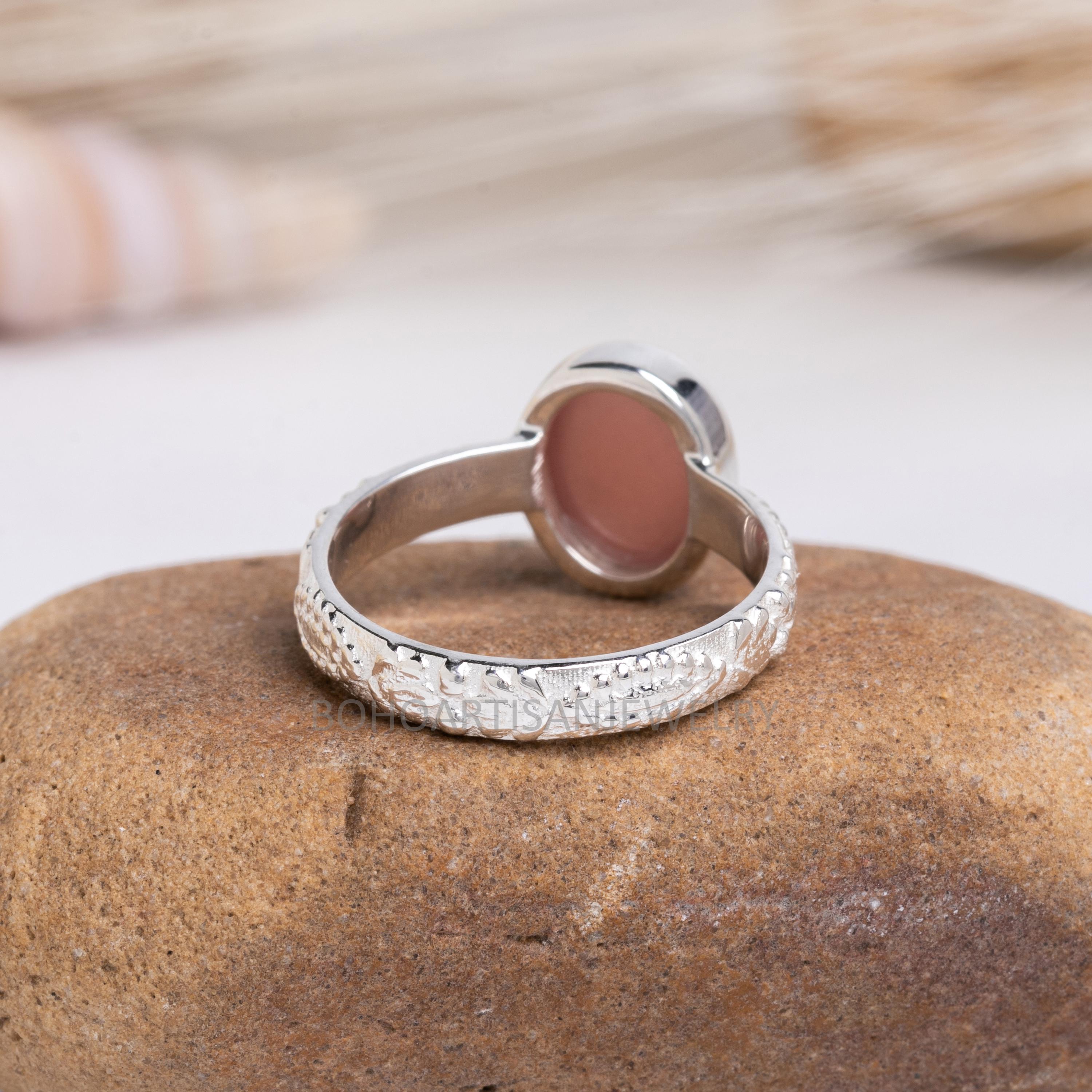 Anello Argento 925 Con Quarzo Rosa 6 Mm – Fatto A Mano, Semplice, Misura Regolabile Dalla H Alla Z+2