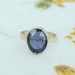 Iolite Rose Cut Ring, 925 Sterling Silver Ring, Rose Cut Stone Jewelry, Ring For Women, Promise Ring, Birthday Gift For Girls