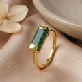 14K Gold Green Jade Ring, Raw Gemstone Ring, Handmade Statement Jewelry, Natural China Jade Ring, March Birthstone, Gift For Women product logo