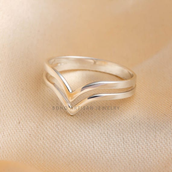 Sovats Adjustable Double Chevron Ring – 925 Sterling Silver Rhodium Plated, Hypoallergenic