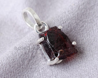 Raw Garnet Pendant, Natural Garnet Necklace, Handmade Jewelry, January Birthstone, Birthstone Pendant, Raw Gemstones, Christmas Gift