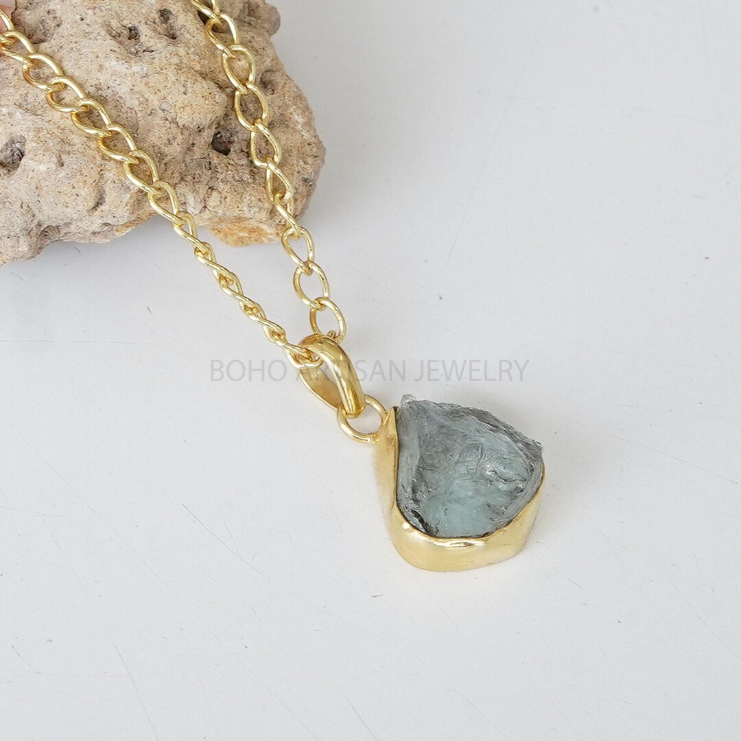 Collier Pendentif Ange En Cristal Avec Pierre Aigue-marine - Cadeau Mars - Neuf étiqueté