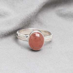 Handgemaakte aardbeienkwartsring: 925 sterlingzilveren boho-sieraden