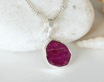 Raw Ruby Pendant: Sterling Silver Gemstone Jewelry