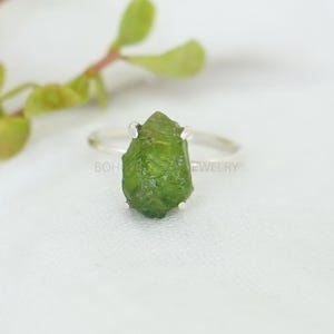 Tsavorite Ring, Raw Green Garnet Ring, Natural Rough Stone Jewelry, Handmade Ring, Boho Ring, January Birthstone, Christmas Gift For Her