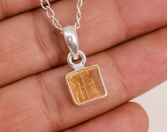 Raw Imperial Topaz Pendant, 925 Sterling Silver Necklace, Handmade Crystal Jewelry, Rough Stone, November Birthstone Necklace, Gift For Her