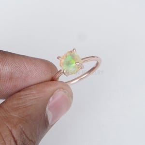 Raw Opal Ring, Rose Gold Over Sterling Silver Ring, Fire Opal Ring, October Birthday Gift, Raw Stone, Jewelry For Her, Engagement Ring Gift