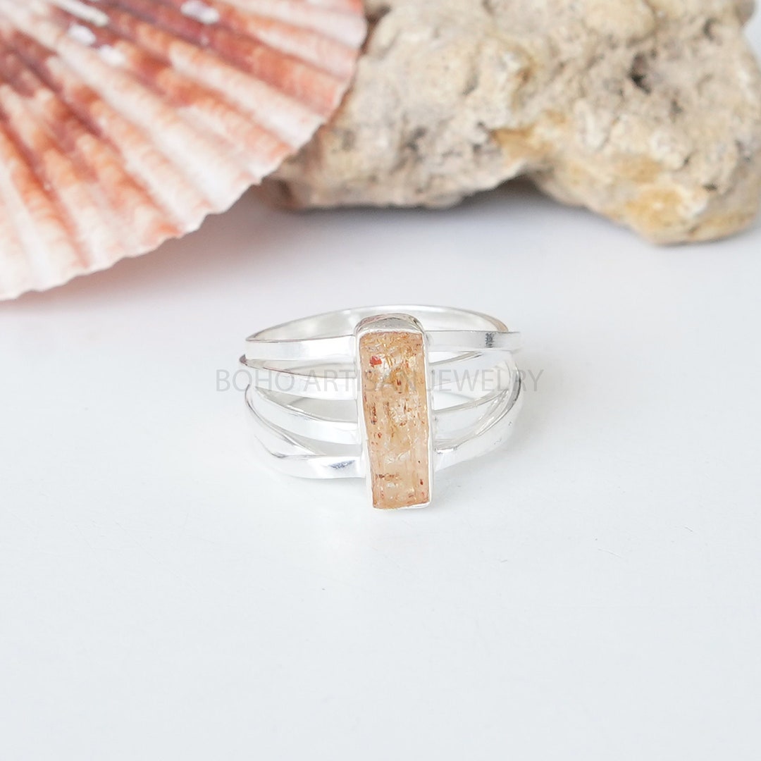 Imperial Topaz Spiral Ring Long Bar Ring Yellow Topaz Stick Etsy