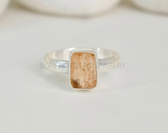 Raw Imperial Topaz Ring: Sterling Silver Boho Jewelry