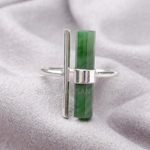 Raw Green Jade Ring, Adjustable Ring, 925 Sterling Silver, Statement Jewelry, Natural Jade Ring, March Birthstone Jewelry, Gift For Her