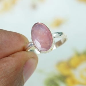 Pink Opal Ring, Opal Polished Slice Ring, Pink Opal Engagement Ring, Handmade Jewelry, Minimalist Ring, Stacking Ring, Birthday Gift For Her