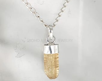 Raw Imperial Topaz Pendant: Sterling Silver November Birthstone Jewelry