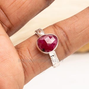 Handmade Rose Cut Ruby Ring: Sterling Silver Boho Jewelry