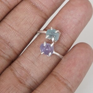 Raw Aquamarine Tanzanite Ring, Two Stone Ring, Adjustable Ring, Natural Aquamarine Ring, March Birthstone, Raw Crystal Ring, Gift for Her bild 5