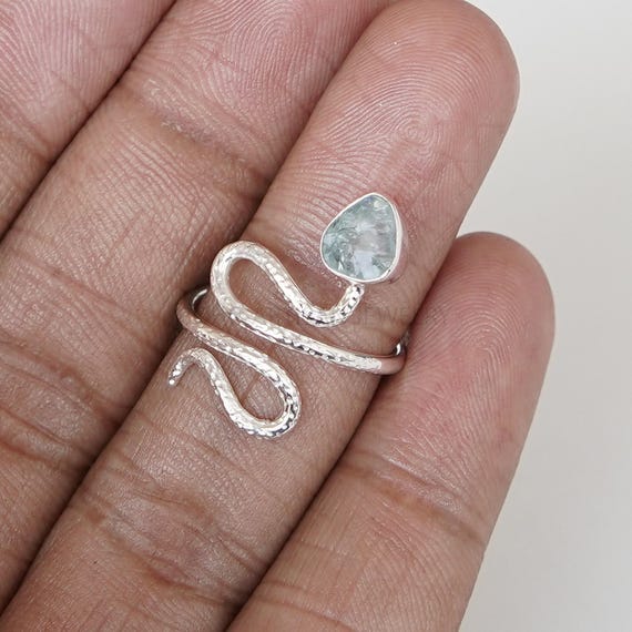 Stylish Genuine Sterling Silver Ring Big Snake Solid Hallmarked 925 Handmade