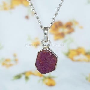 Raw Ruby Pendant: Handmade Sterling Silver Necklace, July Birthstone