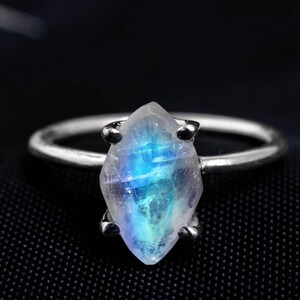 Handmade 925 Sterling Silver Diamond Rough Gemstone Ring - Adjustable Size GESR366