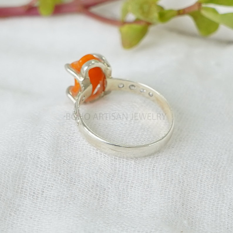 Orange Fire Opal Ring, Mexican Fire Opal Ring, October Birthday Gift ...