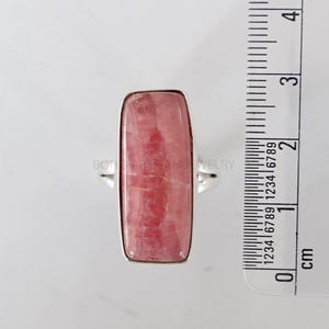 Rhodochrosite Bar Ring, Rhodochrosite Cabochon Ring, Silver Handmade Jewelry, Boho Ring, Birthstone Ring, Pink Gemstone Ring, Christmas Gift image 6